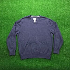 St John's Bay Sweater Mens Large Blue Long Sleeve V-Neck Pullover Preppy‎ Casual